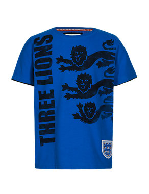 England FA Pure Cotton 3 Lions Boys T-Shirt (5-14 Years) Image 2 of 3