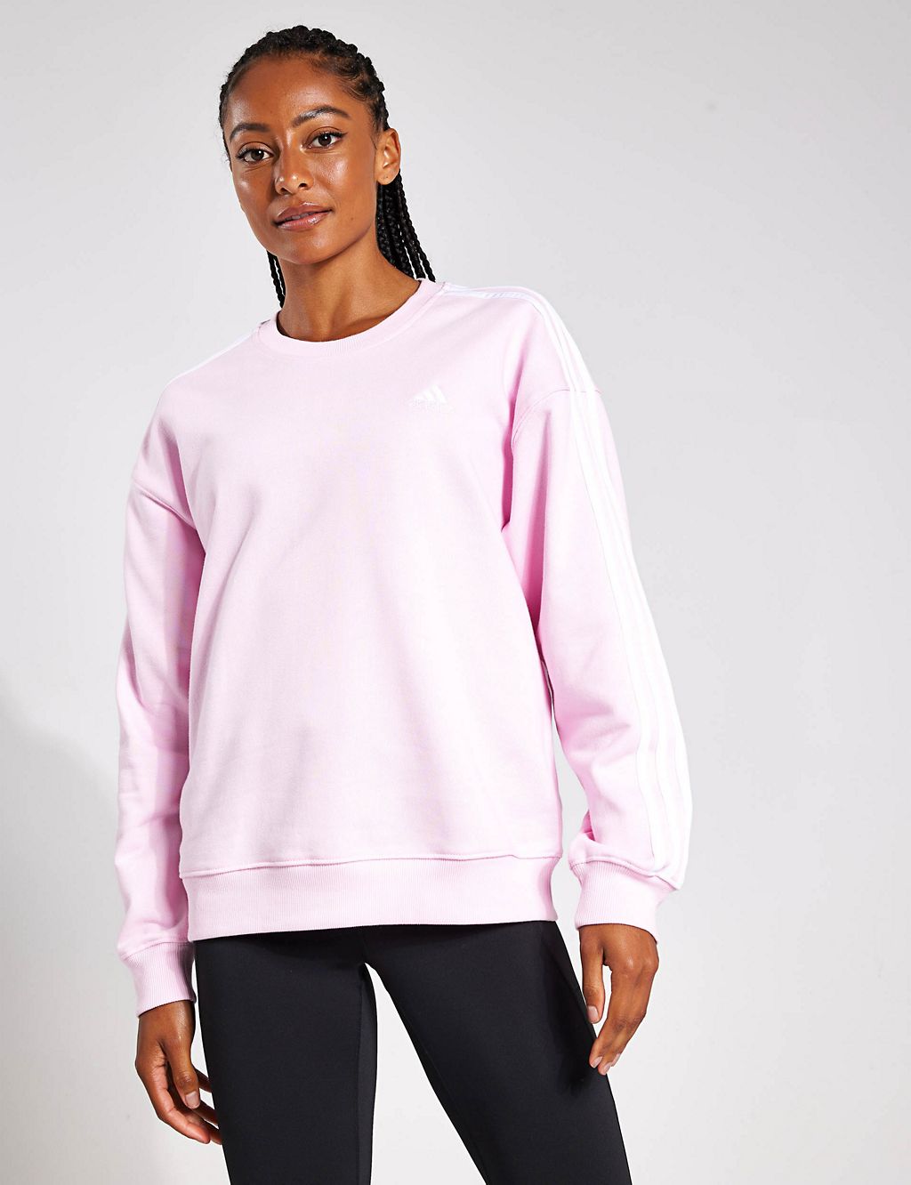 Essentials 3 Stripes Pure Cotton Sweatshirt | Adidas | M&S