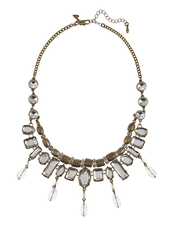 Etched Drum & Stone Embellished Necklace Image 1 of 1