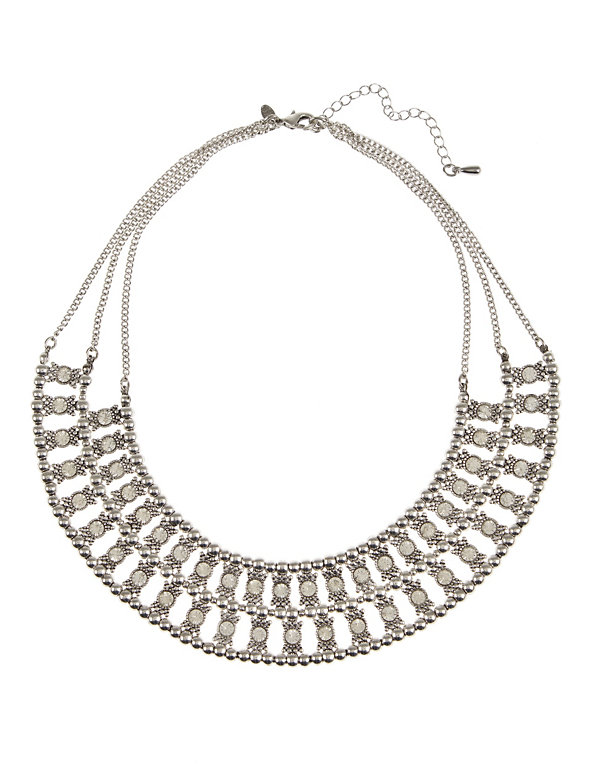 Etched Stone Collar Diamanté Necklace Image 1 of 1