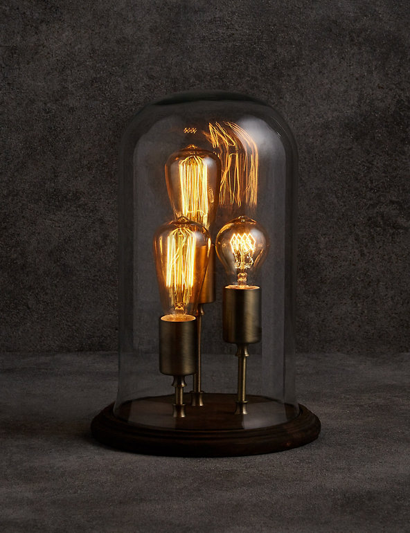 Evelyn Cloche Table Lamp M S, Edison Glass Cloche Table Lamp