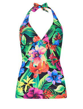 Exotic Floral Halterneck Tankini Top Image 2 of 5