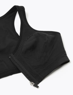 m&s zip front sports bra