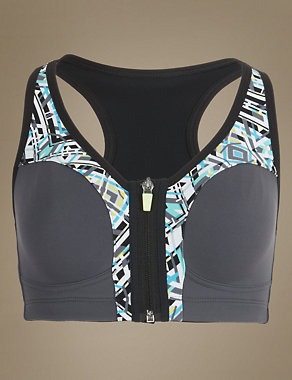 Extra High Impact Zip Front Non-Wired Sports Bra A-G Image 2 of 4