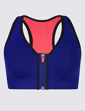 Extra High Impact Zip Front Sports Bra A-G Image 2 of 3