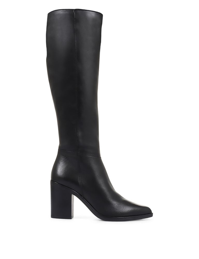 Extra Slim Calf Leather Block Heel Knee High Boots | Jones Bootmaker | M&S