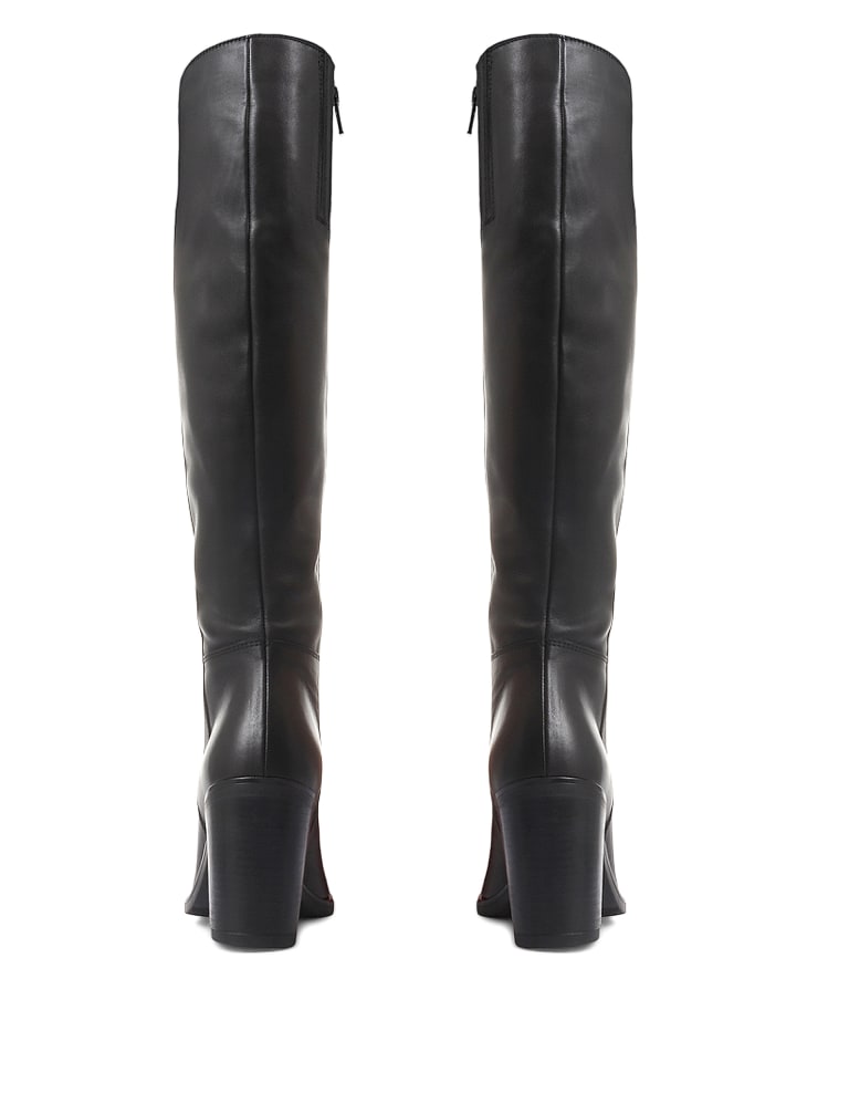 Extra Slim Calf Leather Block Heel Knee High Boots 5 of 7