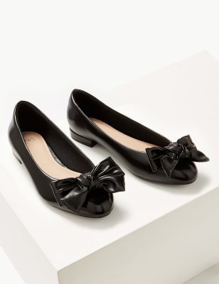 Extra Wide Fit Bow Ballet Pumps M S Collection M S