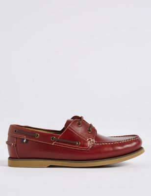 Extra Wide Fit Leather Lace-up Boat Shoes Image 2 of 6