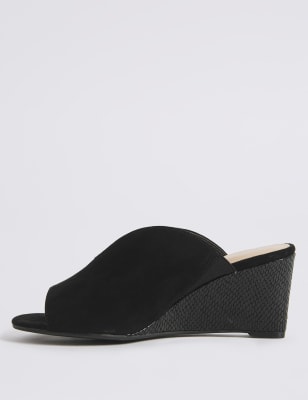 Black mule wedges hot sale