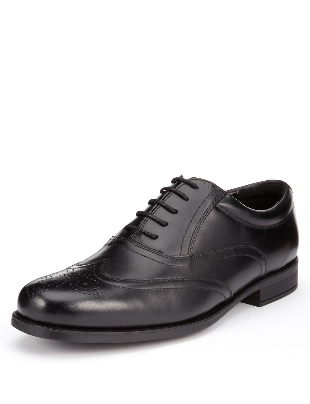 Extra Wide Leather Lace Up Brogue Shoes 2 of 5