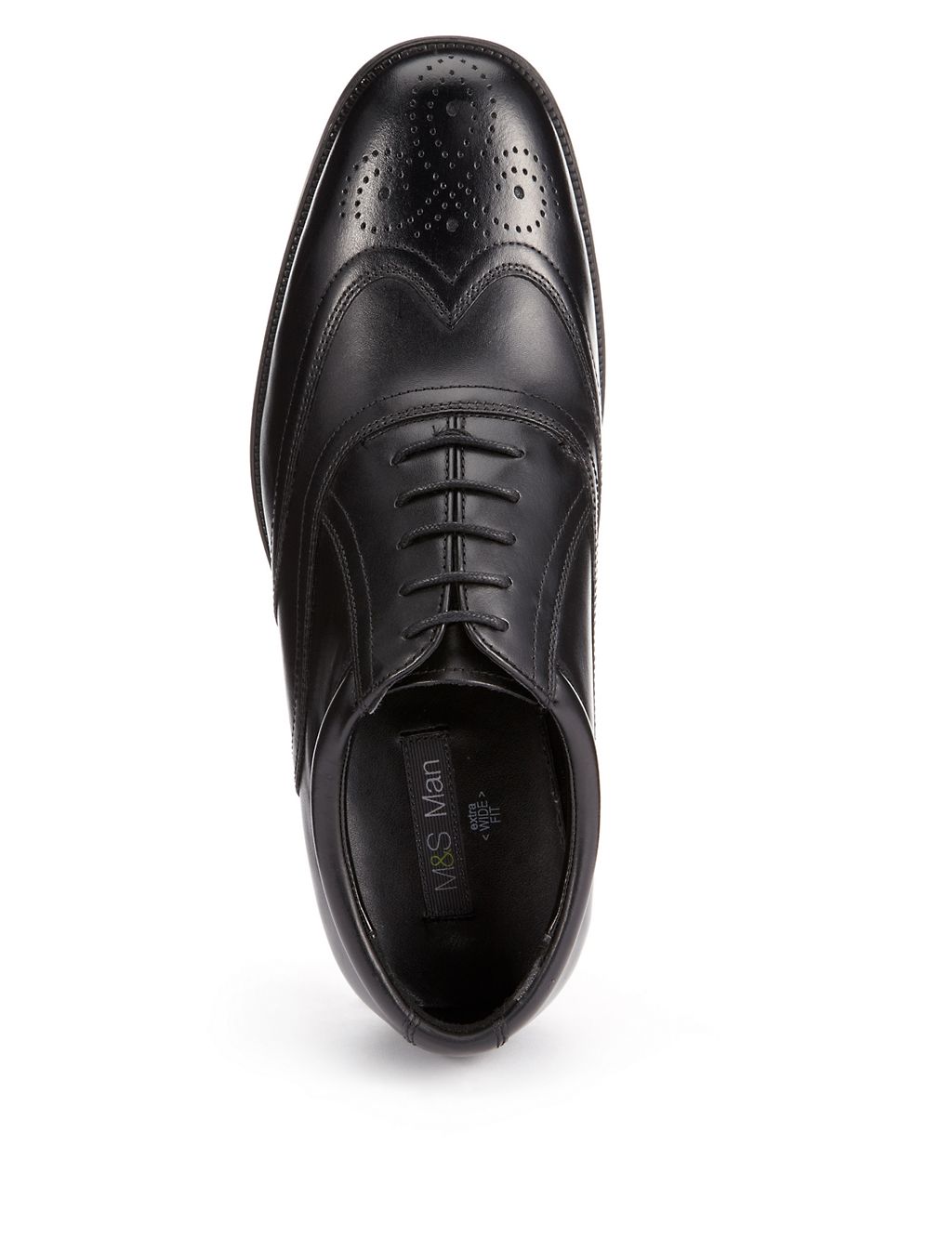 Extra Wide Leather Lace Up Brogue Shoes 1 of 5