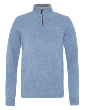 Extrafine Pure Lambswool Funnel Neck Jumper Image 2 of 3