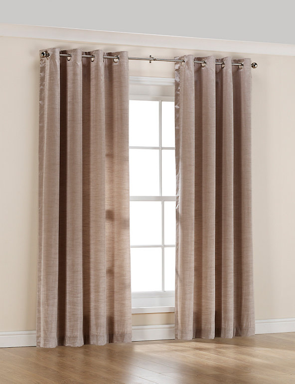 Eyelet Faux Silk Curtains Image 1 of 2