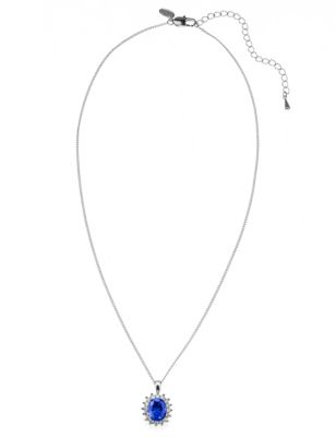 Platinum Plated Diamanté Pendant Chain Necklace | M&S Collection | M&S