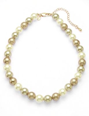 Pearl Effect Ombre Collar Necklace - NO