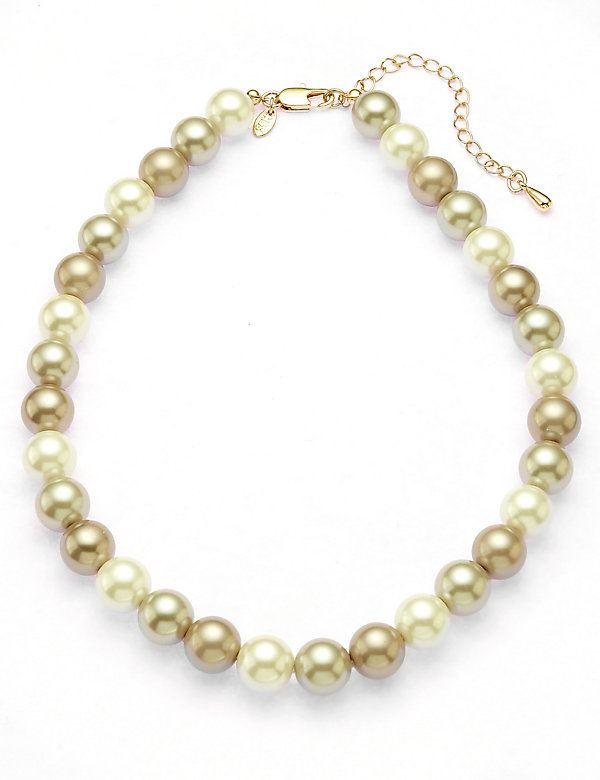 Pearl Effect Ombre Collar Necklace - NL