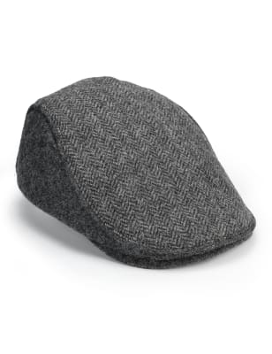 pure wool herringbone flat cap