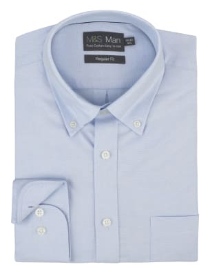 2in Longer Pure Cotton Easy to Iron Oxford Shirt | M&S Collection | M&S