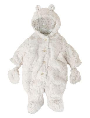 Faux Fur Snowsuit with Mittens | Indigo Collection | M&S