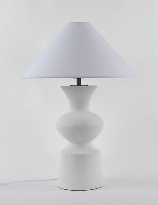 M&S Arlo Ceramic Table Lamp - White, White