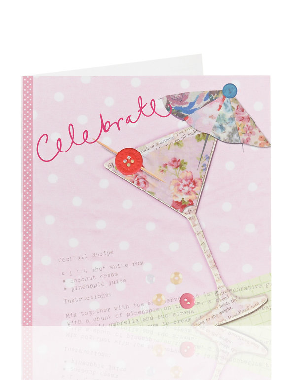 Fabric Cocktail Birthday Card Image 1 of 2