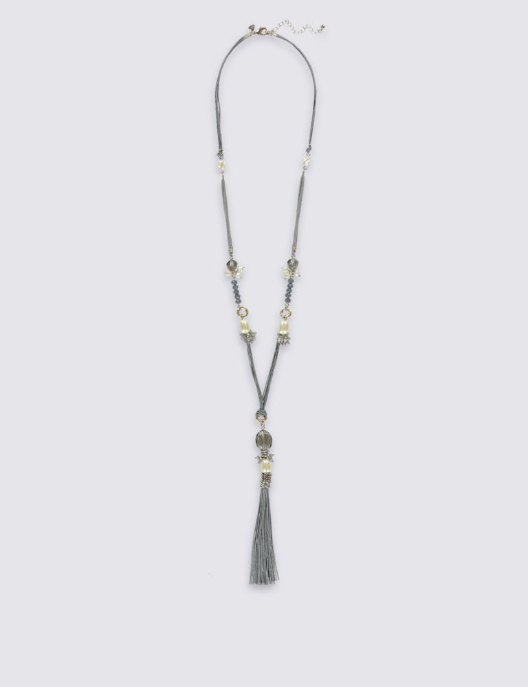 Fabric Links Tassel Necklace 1 of 2