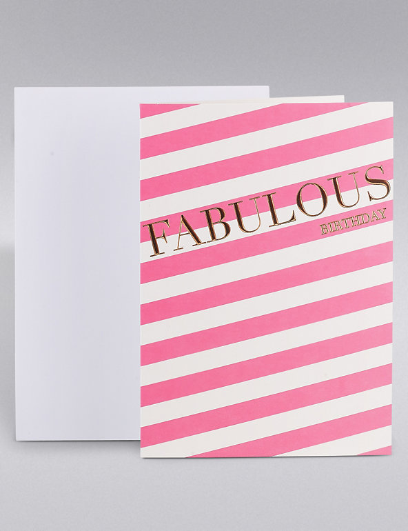 Fabulous Birthday Pink Stripe Card Image 1 of 1