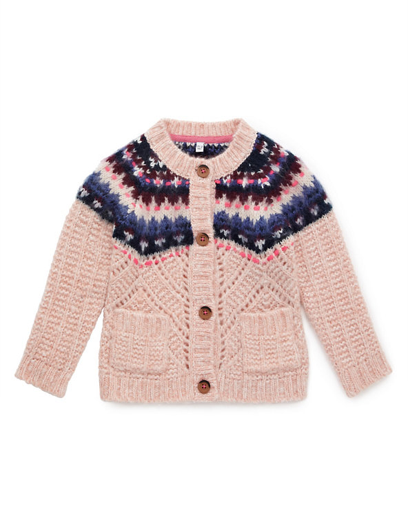 Fair Isle Cardigan with Mohair (1-7 Years) Image 1 of 2