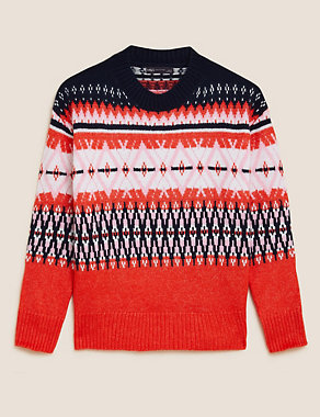 Fair Isle Crew Neck Relaxed Jumper Image 2 of 6