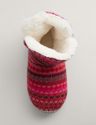 Northaway Men's Fair Isle Fleece Lined Slipper Boots - Seasalt