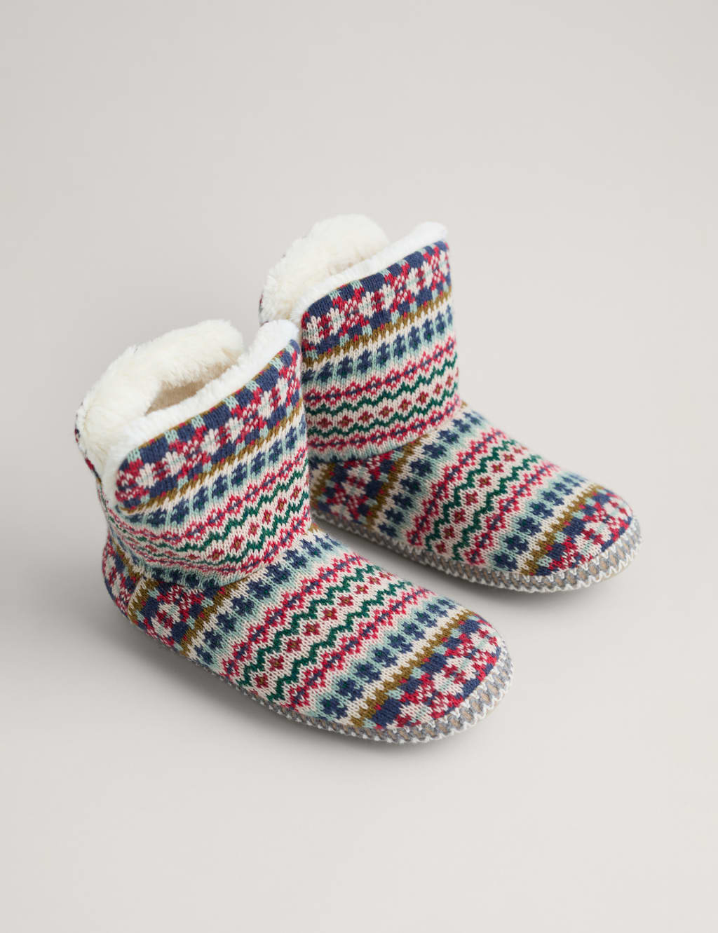 Fairisle top slipper boots