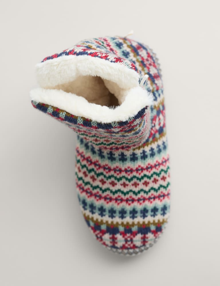 Fair Isle Faux Fur Lined Slipper Boots, Seasalt Cornwall