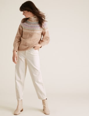Fair Isle Funnel Neck Relaxed Jumper Image 3 of 5