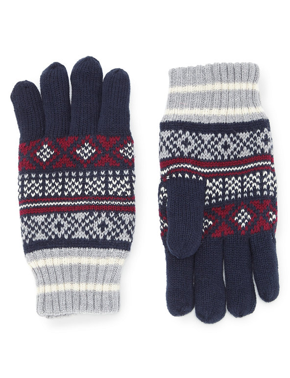 Fair Isle Knitted Gloves Image 1 of 1