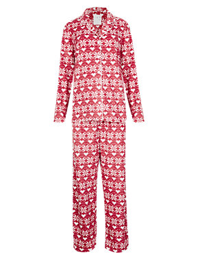 Fair Isle Print Fleece Pyjamas Image 2 of 6