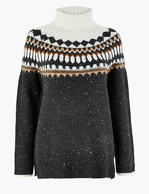 Fair Isle Print Roll Neck Relaxed Fit Jumper Image 2 of 5