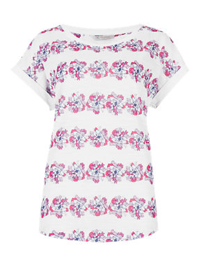 Fashion Targets Breast Cancer Striped Floral T-Shirt Image 2 of 4