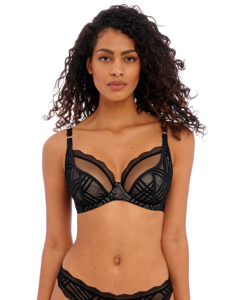 Fatale Lace & Mesh Wired Plunge Bra 1 of 3