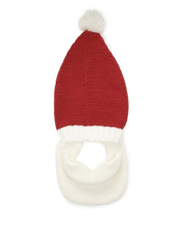 Father Christmas Knitted Bobble Beanie Hat Image 1 of 2