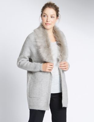 Faux Fur 2 Pocket Cardigan | Per Una | M&S