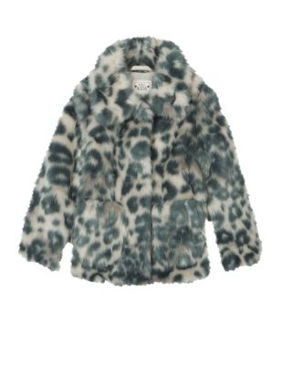 Faux Fur Animal Print Coat (1-7 Years) Image 2 of 4