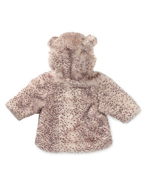 Faux Fur Animal Print Hooded Jacket | M&S
