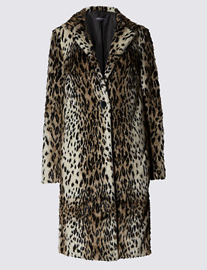 Faux Fur Animal Print Lined Coat Image 2 of 4
