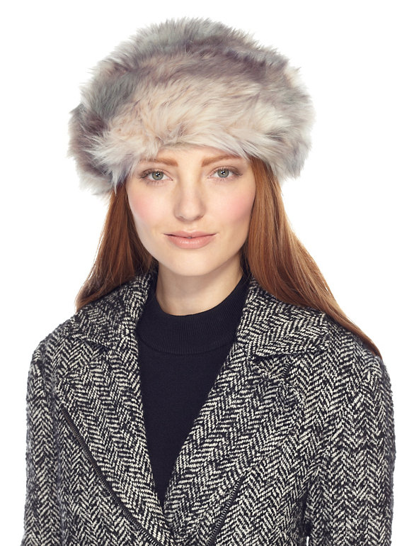 Faux Fur Beret Hat Image 1 of 2