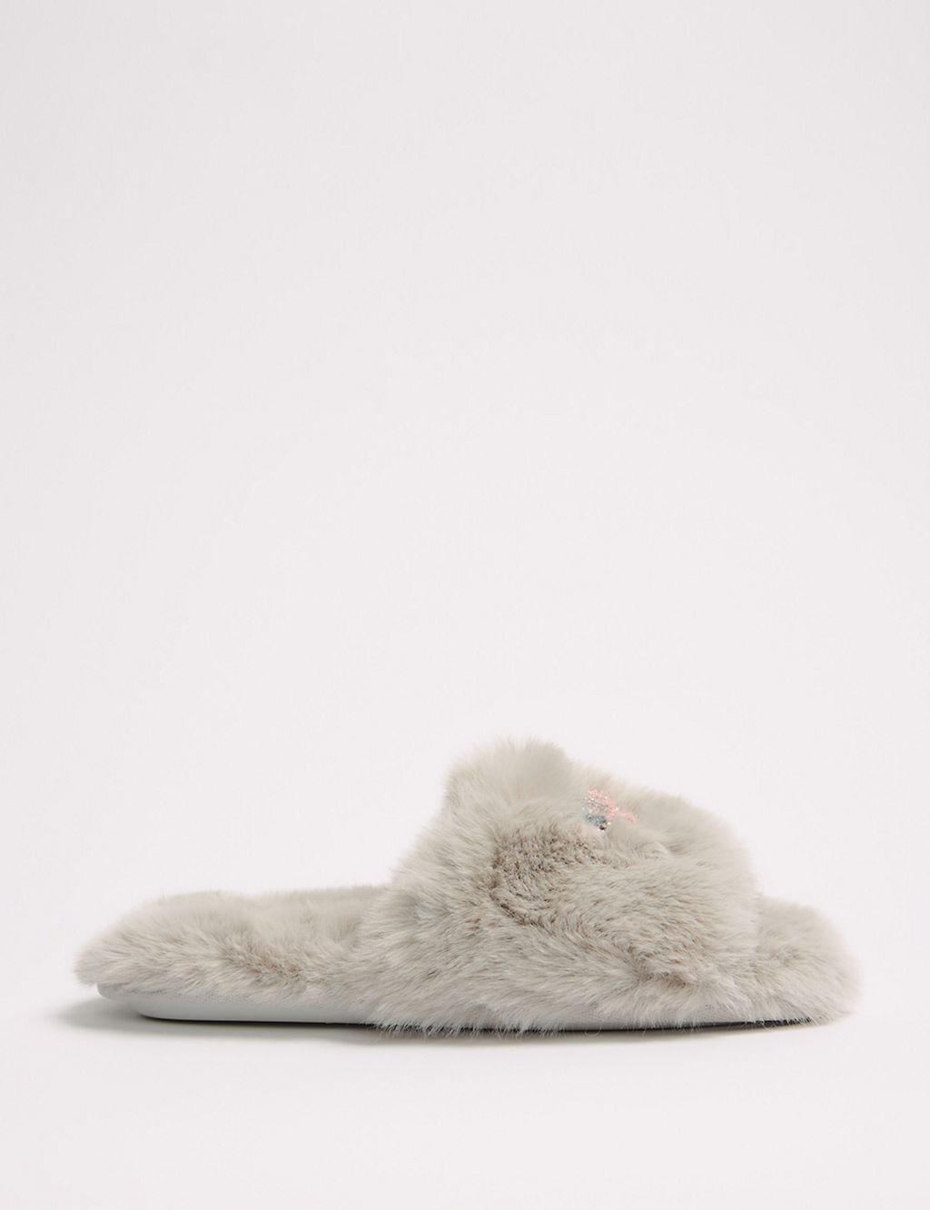 Faux Fur Butterfly Slider Slippers 1 of 6
