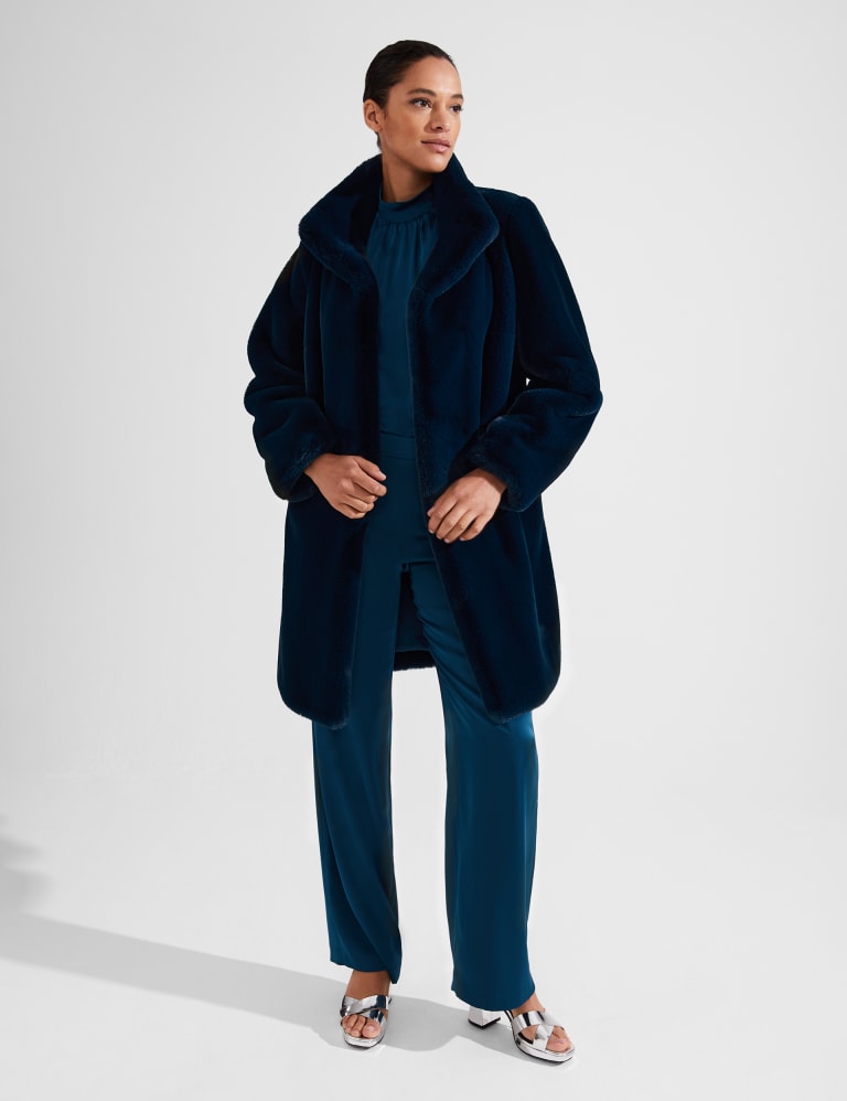 Marks and spencer blue faux fur coat online