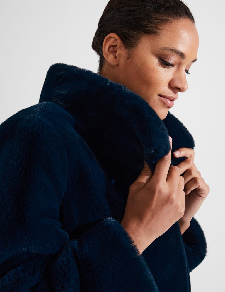 Marks and spencer hotsell blue faux fur coat
