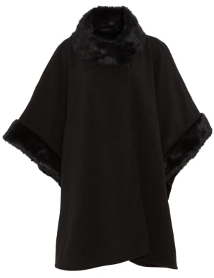 Faux Fur Collar Fleece Wrap M S Collection M S