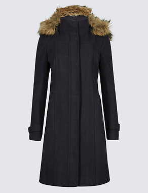 Faux Fur Collar Longline Coat Image 2 of 6